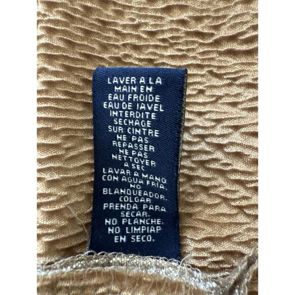 Chaps Evening Gown Metallic Champagne Gold Crinkle Size 10 Textured - Picture 5 of 11